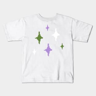 Gender Queer Pride Sparkles Pixel Art Kids T-Shirt